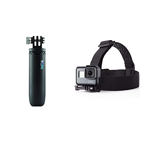 GoPro Shorty Mini Extension Pole with Tripod - Black (Official GoPro Accessory) & Amazon Basics Head Strap Camera Mount for GoPro