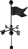 Veleta De Viento Veleta De Metal con Montaje en la azotea, ganas de Viento Dirección de Viento de Acero Vane Windblown Flying Flag Banketion for jardín de Techo de Patio al Aire Libre