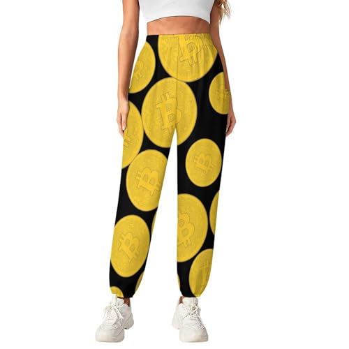 Bitcoin Prints Artwork Women's Harem Pants Lightweight Yoga Pants Beach Pants Dance Trousers with Pockets