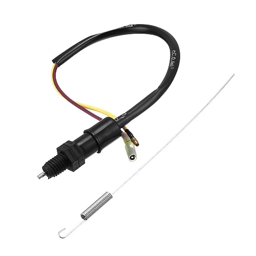 ihreesy Interruttore luce freno universale per moto, 2 fili, interruttore luce freno posteriore con set molla, interruttore a levetta, manuale, nero