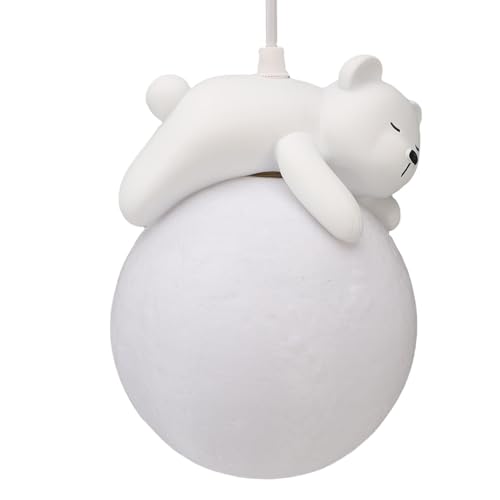 SUNGOOYUE Lampada a Sospensione Moon Design con Orsetto Adorabile Illuminazione Soffusa per Camera da Letto Camera dei Bambini Materiale in Resina/PVC