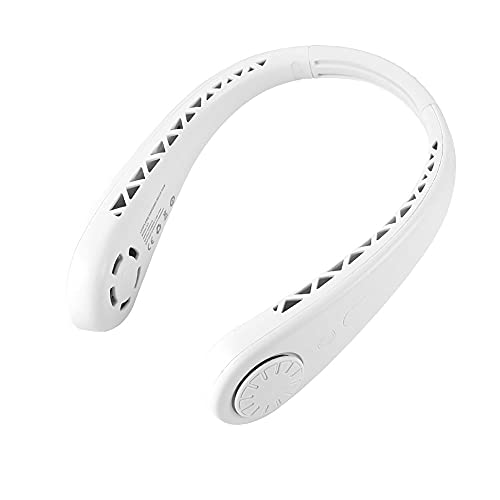 Ventilateur portable de cou USB rechargeable blanc à 360° - 2
