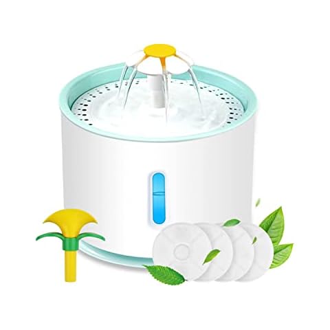 E-SMARTER Cat Water Fountain 2.4L, Pet Water Fountain with 4 Flow Modes, 4 Filters, LED Water Level Window, Leaf and Flower Nozzles, Ultra Quiet Automatic Drinking Fountain for Cats, Dogs, Pet Cover