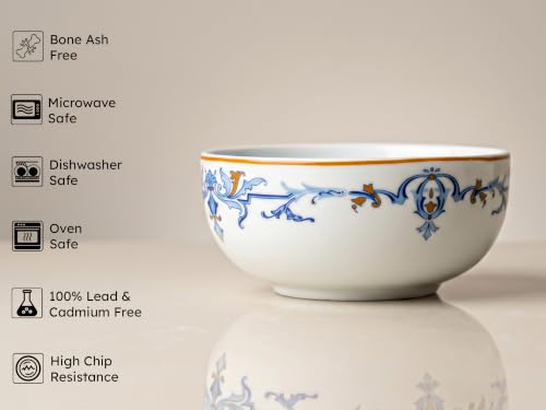 Image of Bodhi House 2-Piece Royal Crest Design | Porcelain Serving Bowl Set | Lightweight, Chip Resistant, | Microwave & Dishwasher Safe | Elegant Tableware for Home Dining, Parties, Serving & Gifting Use