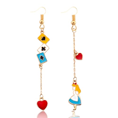 AVGUE Earrings for Alice Wonderland Costume - Enamel Earrings Merch Costume Jewelry Accessories for Alice Cosplay - Women Men Halloween Party Decoration Birthday Gift Stuff (1002)