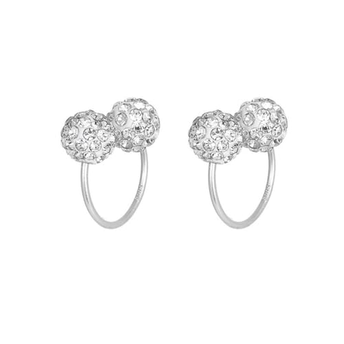 Shiny Balls U Shaped S999 Sterling Silver Hypoallergenic Small Hoop Stud Earrings for Women Teens Dainty Double Cubic Zirconia Crystal Balls Huggie Hoops 18g Screw On Piercing Studs Birthday Gifts
