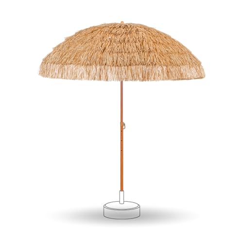 Sombrilla de playa de paja grande con altura regulable para exteriores y patios