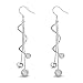 Hosaire Long Earrings Women's Beans Tassel Long Drop Earrings Elegant Dangle Earrings for Party Silver