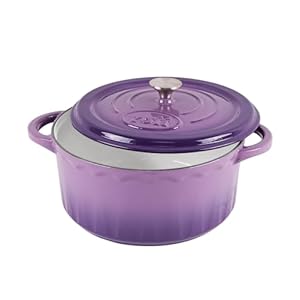 Enameled Cast Iron Dutch Oven – 6 Qt Dutch Oven Pot with Lid, Long-Lasting Enamel Dutch Oven for Bread Baking, Non-Stick Bread Dutch Oven, Enamel Cast Iron Cookware – Purple Dutch Oven 6 Quart