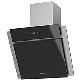 Oranier schwarze kleine schräge Edelstahl Umluft Wandhaube 60 cm Scala - effektive Dunstabzugshaube im Kopffrei-Design