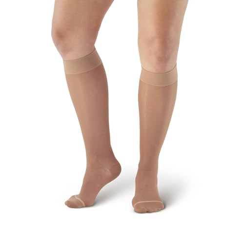 Ames Walker AW Style 18 Sheer Support 20-30 mmHg Firm Compression Knee High Stockings Beige Small