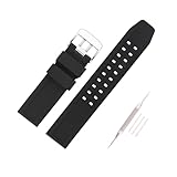 Topuly 23mm Rubber Watch Band Replacement Fits Luminox 3050 3060 3950 3080 3180 4200 6400 8820 8800 Watch Strap Metal Watch Wirstband Bracelet for Men and Women with Black Double Prong Clasp