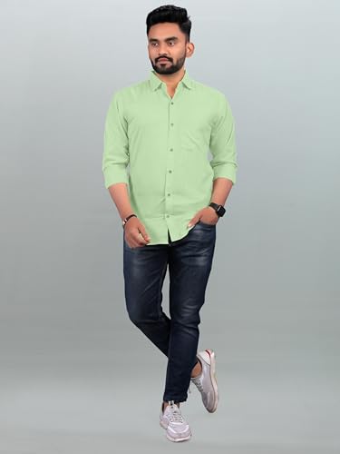 Image of Men Regular Fit Solid Spread Collar Casual Shirt