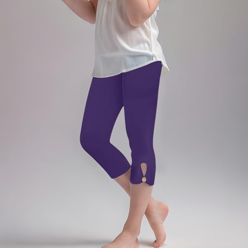 Moonker Cropped Tights for Teen Girls Solid Color Elastic Waisted Stretchy Joggers Summer Lightweight Comfy2