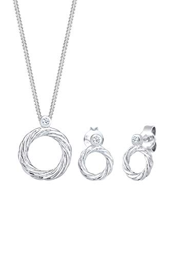 Preisvergleich Produktbild DIAMORE Schmuckset Twisted Liebe Diamant (0.06ct) 925 Sterling Silber