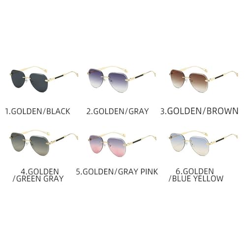 willochra Retro Rimless Pilot Sunglasses Oversized for Women Men 2025 Vintage 70s Trendy Oval Gradient Sun Glasses UV4003