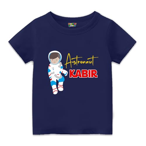 Image of Customised Astronaut Theme T Shirt Birthday Decoration for Boys - Kids Personalised Custom Return Gifts (cus-Astro-boy)