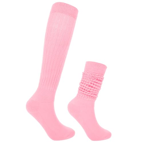 Image of Violet Mist women slouch socks thick colored knee high scrunch socks long stacked sock boot 80s 90s Novetly