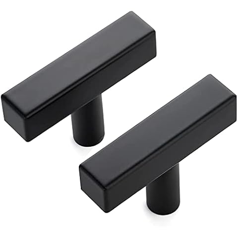 Ravinte 10 Pack Black Square Bar Cabinet Knobs 2 Inch Square Cabinet Pulls Matte Black Single Hole Kitchen Cabinet Handles Cover