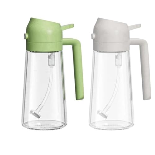 Cvoepobey Dispensador de Aceite y Pulverizador de Aceite 2 en 1, Botella Dispensadora de Aceite de Vidrio de Aproximadamente 16 Oz para Cocina (2 Unidades) Verde y