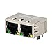 2337994-4, Conn RJ-45/RJ-45 F/F 8/8 POS 1.27mm Solder RA Thru-Hole 28 Terminal 2 Port Cat 5e T/R