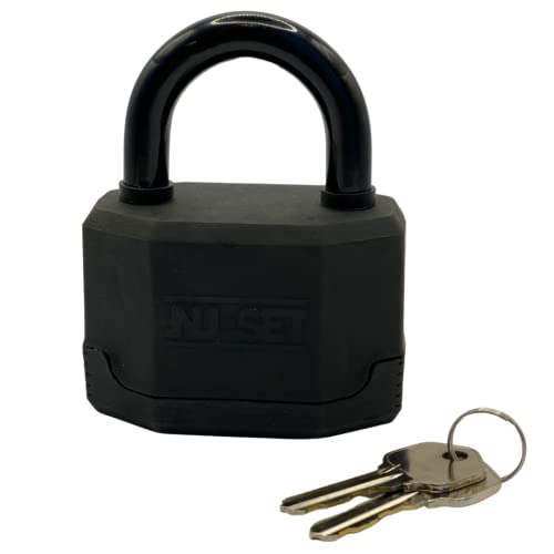 Image of NUSET 3-1 /4 inch 83mm Heavy Duty Keyed Alike Padlocks, Laminated Steel, Vinyl Covered (Pack of 2)