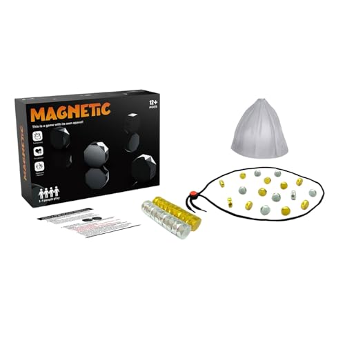 Juego de ajedrez magnético portátil con 20-40 imanes para viajes y camping. Con piedras magnéticas como regalo para niños de 9 a 14 años. Incluye juego de rompecabezas en formas geométricas.