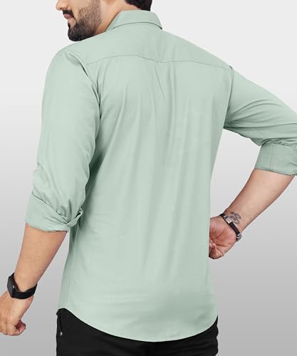 Image of Men's Cotton Full Sleeve Shirt | Regular Fit Casual & Formal Wear with Patch Pocket