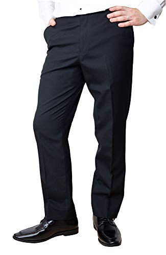 Sir Gregory Men's 100% Wool Fitted Flat Front Tuxedo Pants Formal Satin Stripe Trousers with Adjustable Waistband2