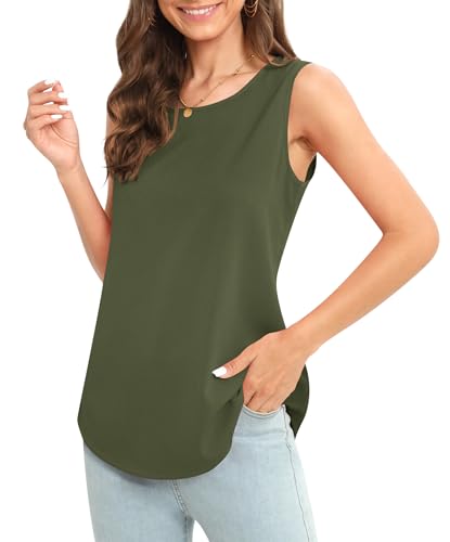 Image of Women's Sleeveless Chiffon Tank Top Business Casual Blouse Tunic Top