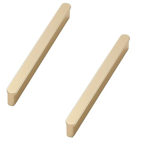 PILYON Kitchen Door Handle 2Pcs Wardrobe Brushed Gold Handle Gold Cabinet Drawer Shoe Cabinet Door Handle Aluminum Alloy Hole Pitch 128mm