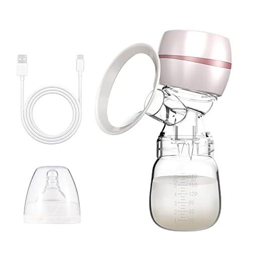 Mibee Bomba de leite portátil integrada com tela de LED Bomba de mama elétrica para amamentação 2 modos 9 nível de sucção baixo ruído com protetor de mama de silicone de 22 mm 180 ml garrafa de leite