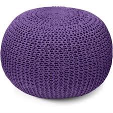 PRAKARTIK Hand Knitted Cotton Pouf Purple, 45x45x30 cm, Highly Cushioned, Comfortable, Best for Bedroom/Living Room/Kids Room-image-24
