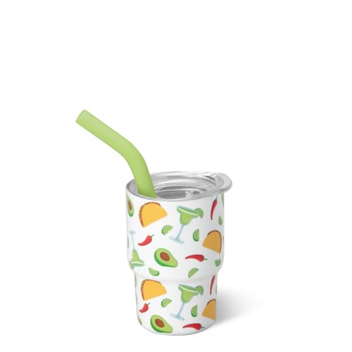 Swig Life 2oz Swig Shots Insulated Mini Tumbler with Straw, Taco Night