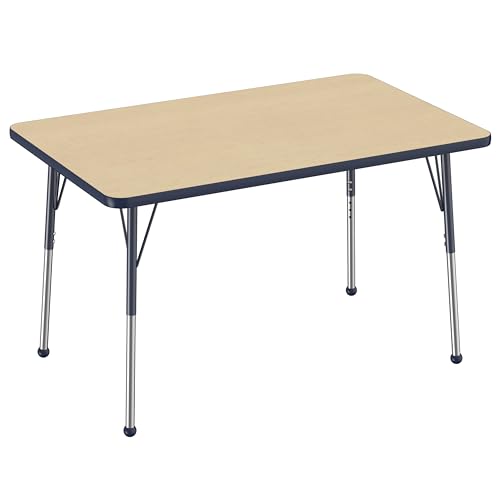 FDP 30" x 48" Rectangle Table with Ball Glide Legs - Maple/Navy