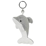  Schlüsselanhänger Delfin grau, aus Plüsch, Tier Tiere, Delfine Fische