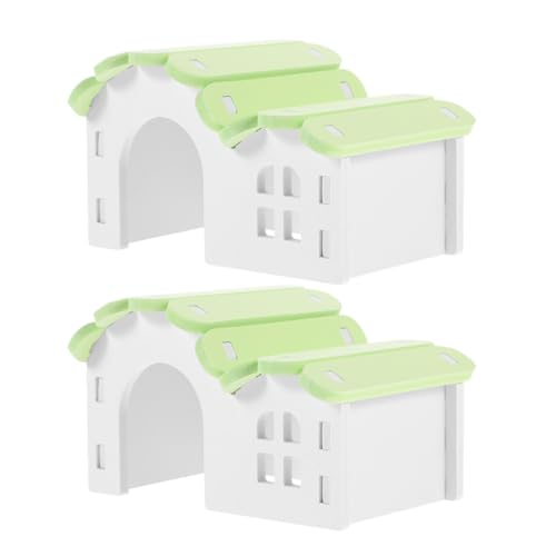 COOLHIYA Maisonette Hamster de Cage pour Sûre et Chaude 2pcs en PVC Blanc, Cachette Hamsters Cochons d'Inde