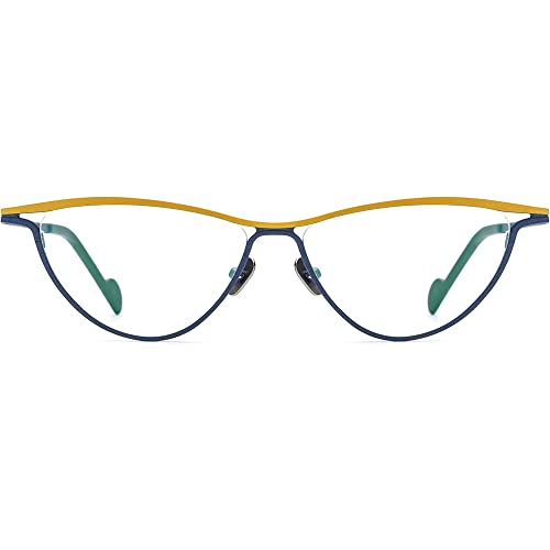 Image of FONEX Colorful Pure Titanium Glasses Frame Women Retro Round Eyeglasses