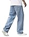 LuminBlaze Baggy Jeans for Men Y2K Streetwear Vintage Wide Leg Loose Fit Denim Pants Hip Hop Skater Carpenter Jeans Light Blue