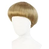 JoneTing Blonde Mushroom Wig【+Hair Cap】 Bowl Cut Wigs Men for Halloween Party Wigs Short Blonde Funny Wig for Man Blond Bob Hair With Bang for Christmas Cosplay Costume