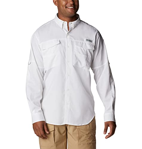 Image of Columbia Men White Omni Shield Blood and Guts IV Woven Long Sleeve Hiking | Trekking | Camping | Safari Shirt, M