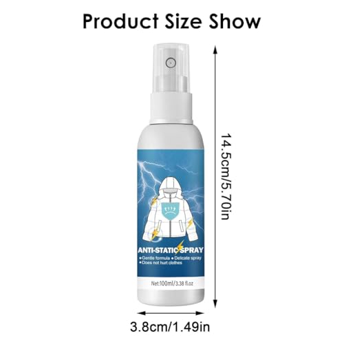 Antistatik Spray Kleidung, Antistatik Spray, Anti Static Sprays, Sprays Antistatisch, für Kleidung, Textilien, Möbel und Auto, Reduziert Statische Aufladung, 100 ml