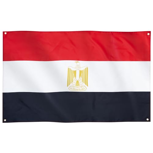 Runesol Ägypten Flagge, 91x152cm (3ft x 5ft), 4 Ösen, Tag der Revolution, ägyptische Flagge, Misr, علم مصر, Premium-Fahnen für drinnen und draußen, lebendige Farben