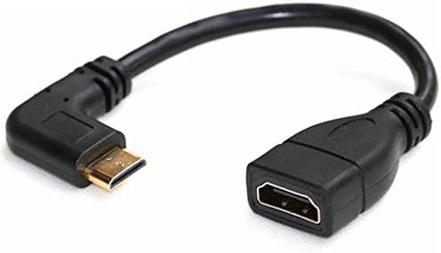 Mini HDMI to HDMI Adapter Cable - Mini-HDMI Male to Standard HDMI Female Converter - 1080P Full HD Angled Mini HDMI to Full HDMI Connector for Graphics Card, Laptop, Camcorder, Camera (Right Angle)