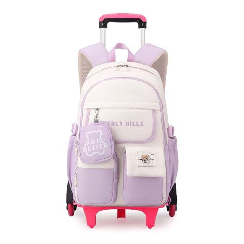 Yumenam Mochila Escolar con Ruedas para Niños y Niñas, Mochilas Infantiles Primaria Bolsas Escolares con Ruedas Mochila Colegio para Niñas Ligera e Impermeable