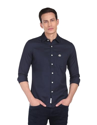 Image of U.S. Polo ASSN. Men's Solid Spread Collar Premium Cotton Dobby Tailored Fit Shirt
