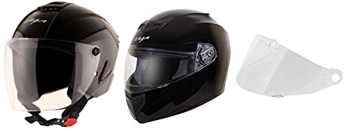 Image of Vega Aster Dx Black Helmet-L&Edge Black Helmet-L&Vega Crux Helmet Clear Visor (Crux, Crux Dx, Open Face)