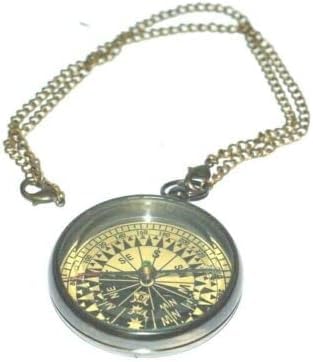 Brújula vintage de latón con reloj de sol 2.5 pulg miniatura 3