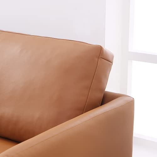 Acanva Luxury Mid-Century Modern Vegan Leather Single Cushion Living Room Sofa, 87" Couch, Mocha Bisque #TOP6