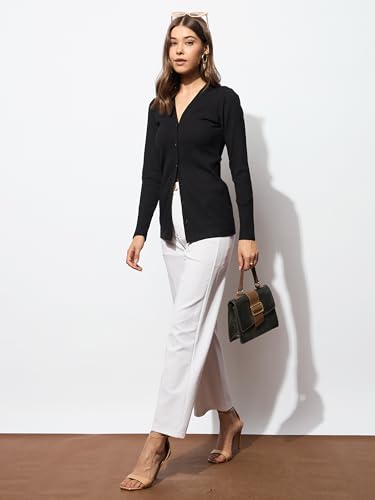 Image of barcino Black Rib Front Button Top